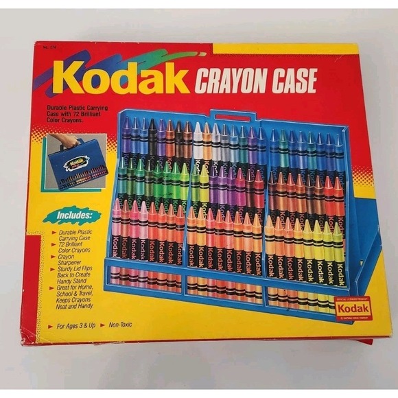Vintage Kodak‎ Crayon Case Rose Art 72 Crayons With Sharpener Unopened Box RARE
